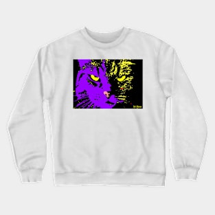 ANGRY CAT POP ART - VIOLET YELLOW BLACK Crewneck Sweatshirt